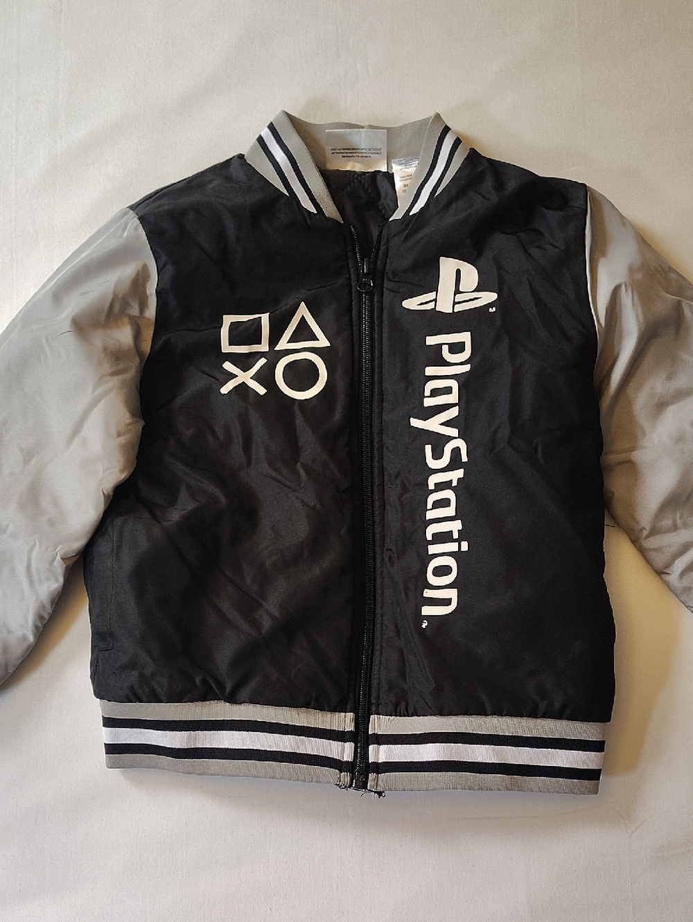 PlayStation Kids Black & Gray Bomber Jacket Size 6/7